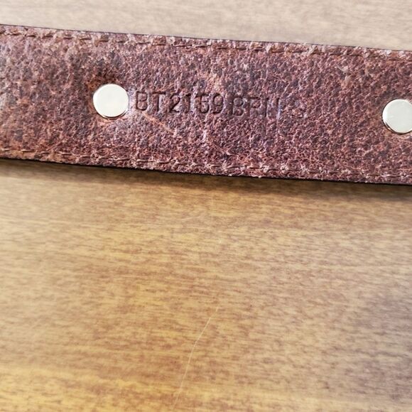 Fossil Womens Brown Leather Belt Size Small 37" Stud And Braid. 1" wide. BT2139 - Picture 10 of 12